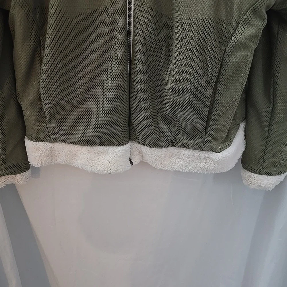 Columbia Bundle Up Reversible Jacket Fleece Mesh‎ Ivory Green Women's Size L